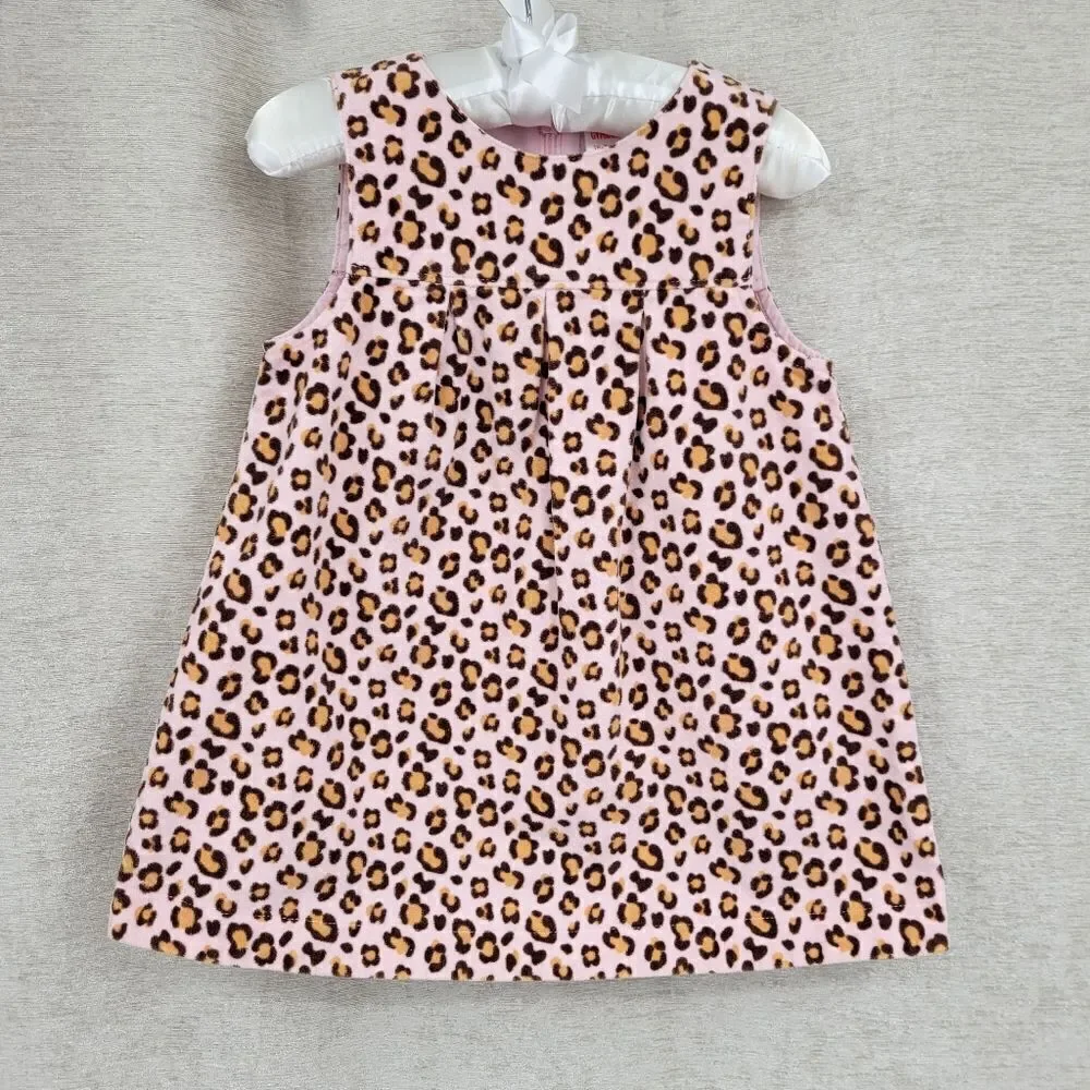 Gymboree Shift Dress Pink Leopard Velvet Cotton Girls Size Infant 18-24mo